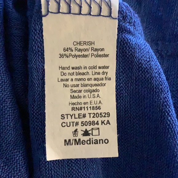 Cherish Royal Blue Cuffed Sleeve Tie Top NWT - Picture 12 of 13